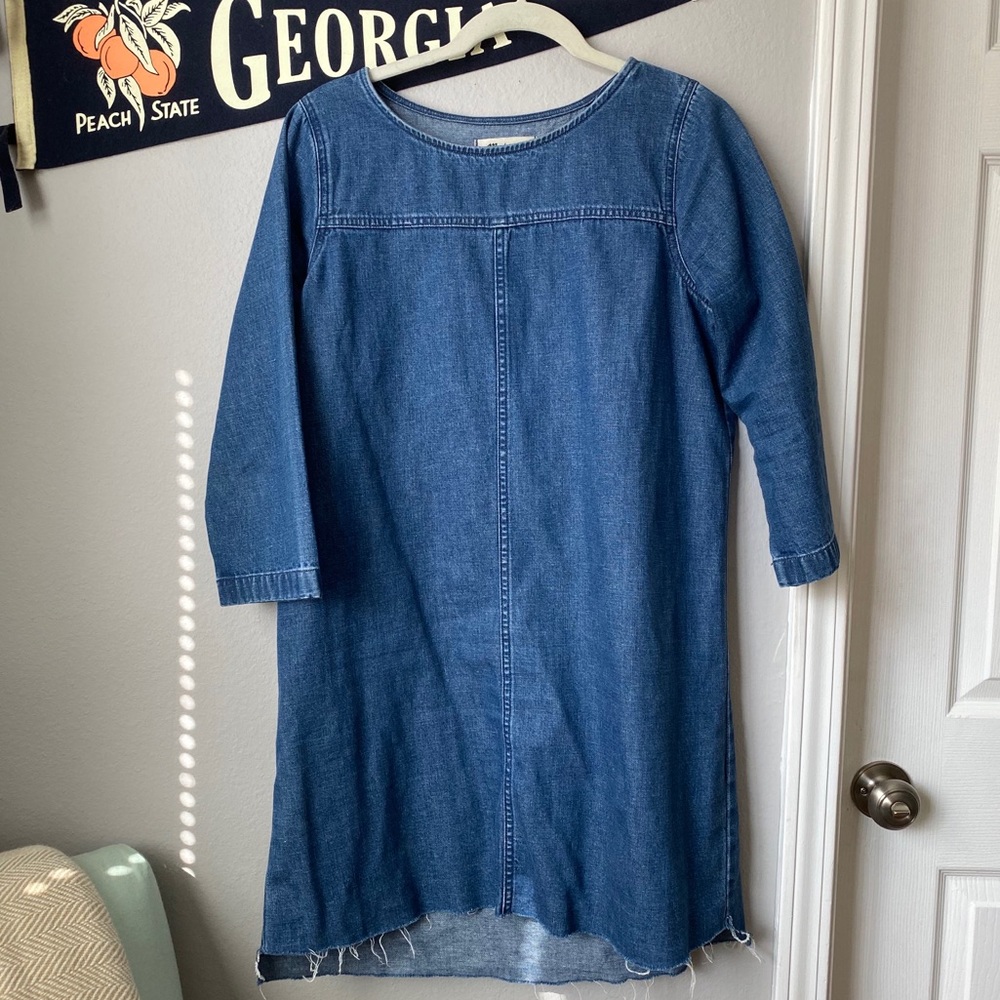 EUC madewell denim frayed step-hem dress